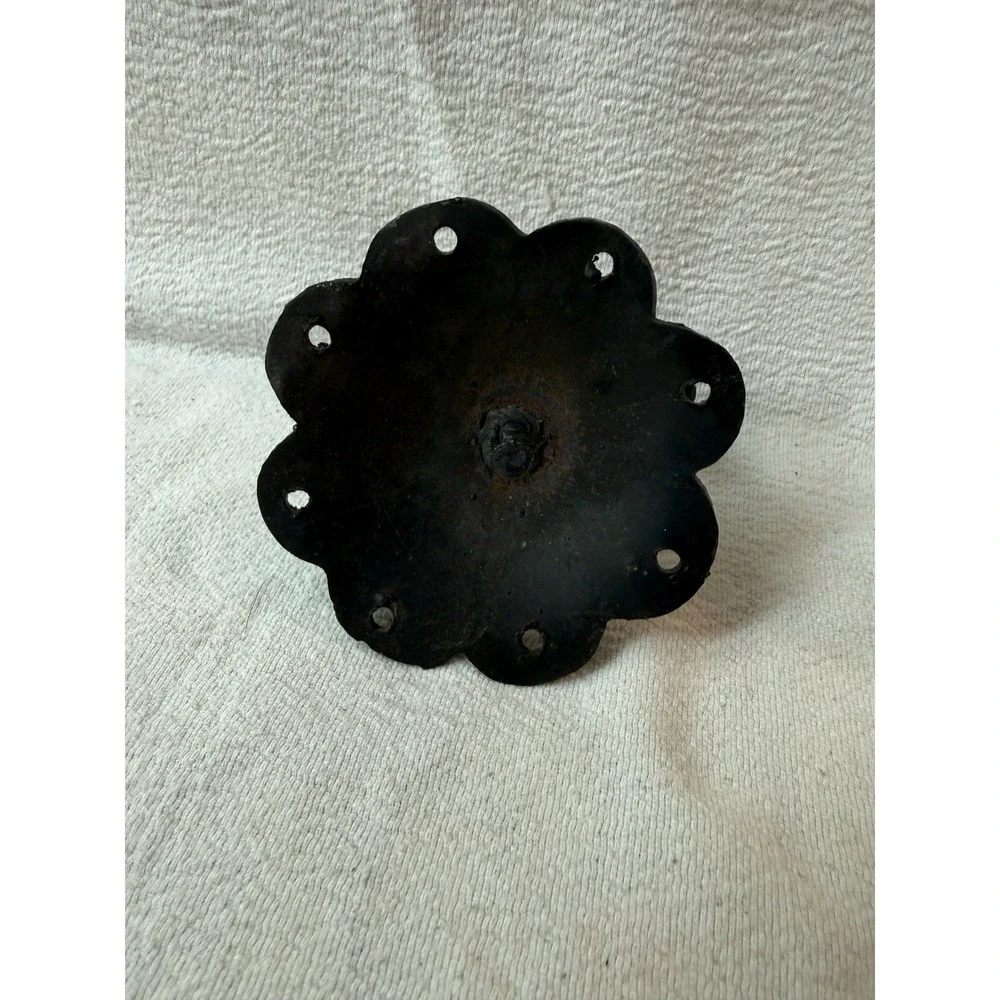 VTG Hand Forged Iron Wall Hook Scalloped Flower Backplate Rustic Farmhouse